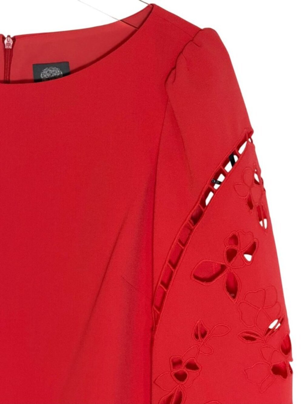 Vince Camuto Coral Eyelet Sleeve Crepe Shift Dress Size 12 NWT - Picture 6 of 9